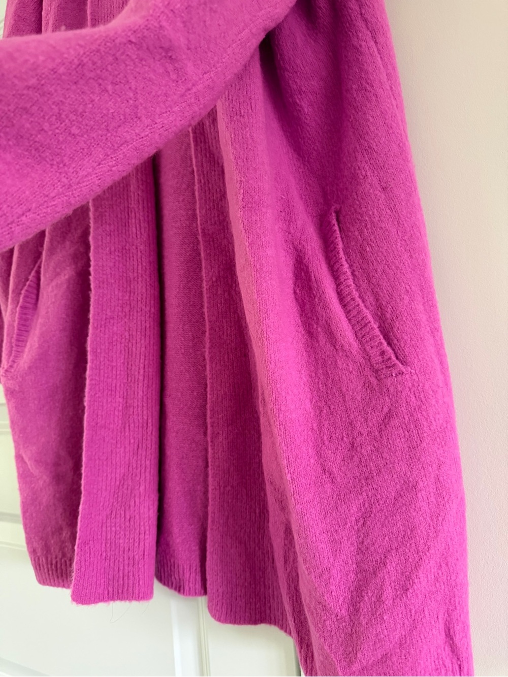 Plush Open-Front Cardigan in Bright Pink - Picture 3 of 3